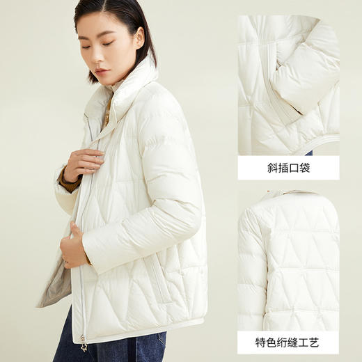 玳莎白色立领羽绒服女冬季新款时尚通勤百搭宽松保暖鸭绒外套 CD41303 商品图2