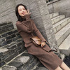 针织连衣裙女长袖中长款2021秋冬新款保暖高领加厚过膝毛衣打底裙 商品缩略图4