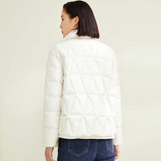 玳莎白色立领羽绒服女冬季新款时尚通勤百搭宽松保暖鸭绒外套 CD41303 商品图1