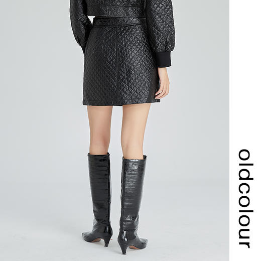 oldcolour2022冬新款黑色皮裙A字高腰显瘦小个子包臀短款半身裙女 商品图4