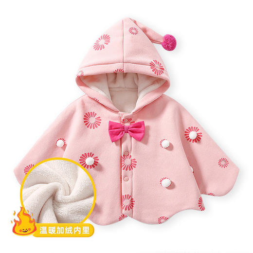 【柔软亲肤 给宝宝舒适的穿着感】婴儿斗篷秋冬新款韩版卡通圣诞麋鹿加绒保暖加厚外出外套儿童披风 商品图7