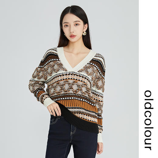 oldcolour2022年冬季新款通勤时尚气修身质风毛织套头衫女 商品图0