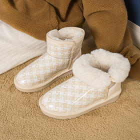 「加绒款！小香风女鞋」鮀品雪地靴 冬季新款韩版格子大棉面包鞋加绒
