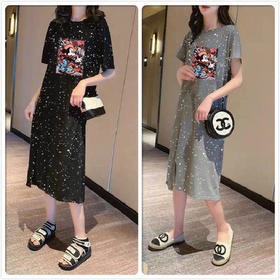 网红大码女装连衣裙2020夏季新款中长显瘦修身过膝女学生短袖裙子