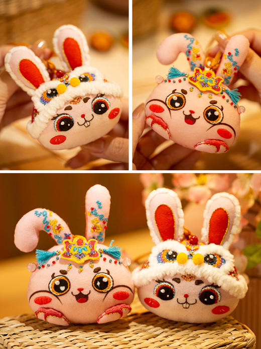 「玉兔迎春」生肖兔年刺绣挂件，diy刺绣材料包 商品图2