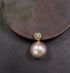 18K-珍珠吊坠-圆珠妖紫-精品大珠
