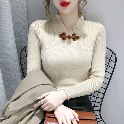 毛衣针织衫2020年秋季新款复古打底衫长袖修身显瘦外穿内搭上衣女 商品图1