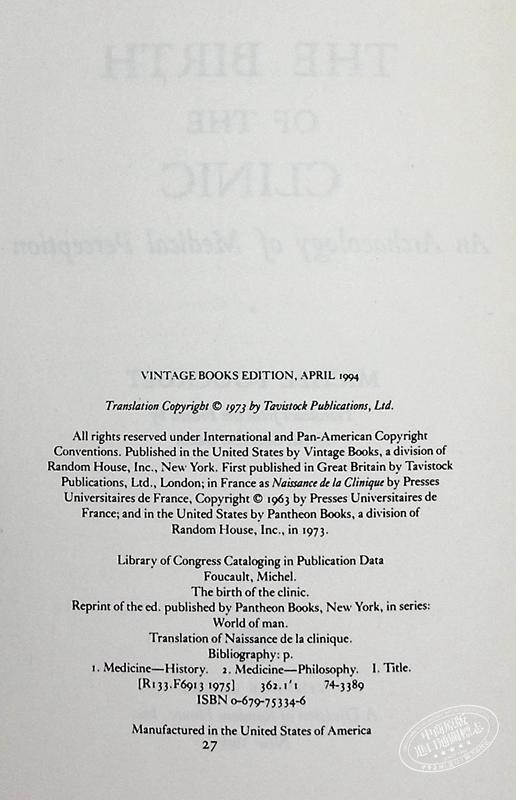【中商原版】福柯 临床医学的诞生 英文原版 The Birth of the Clinic An Archaeology of Medical Perception Michel Foucaul 商品图4