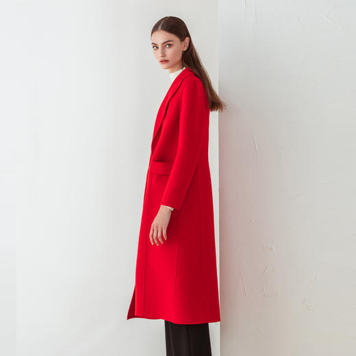FOCALS福柯斯冬季新款修身长款纯色羊毛双面呢大衣外套FYJDK801JR 商品图1
