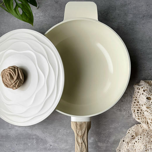 阿米尔 森林之花情绪SPA系列健康环保耐用陶瓷不粘锅具24cm汤炖锅 商品图7