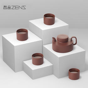 哲品 功夫茶茶具套装紫砂 鼓韵全手工紫泥茶具套装家用泡茶器