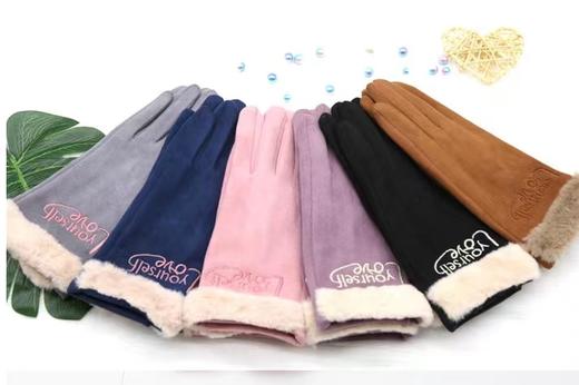 女士秋冬麂皮绒保暖触屏手套1126 商品图0