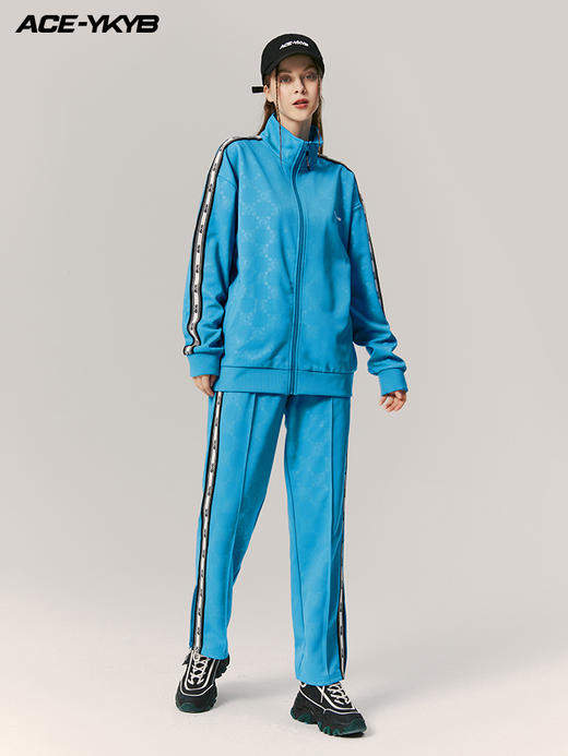 【黄子韬同款】YKYB春秋季套装男女时尚暗纹印花上衣+宽松阔腿裤两件套情侣款 商品图1