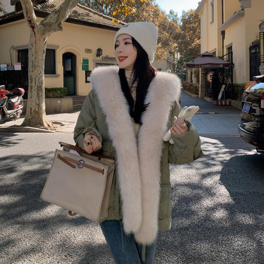 【服装鞋包】-冬季新款绒服派克服女皮外套女保暖中长款 商品图1