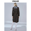 下架脱皮-VIMAGE纬漫纪品牌女装冬款气质翻领时尚收腰显瘦PU连衣裙V1407033 商品缩略图4