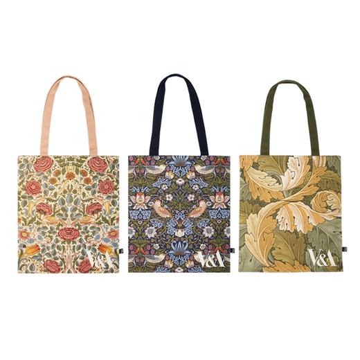 V&A博物馆工艺美术大师系列威廉·莫里斯茛苕叶玫瑰草莓小偷印花帆布包 商品图4