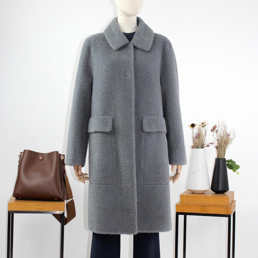 FOCALS福柯斯冬季新款直筒长款纯色羊毛泰迪熊大衣外套FRG8K759AB 商品图0