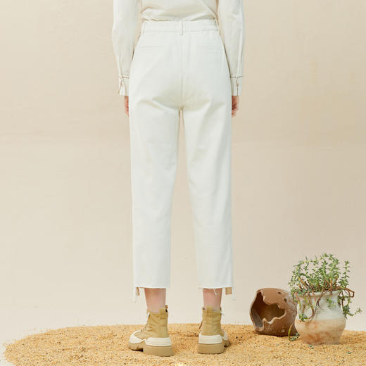 Famecoco范可儿休闲烟管裤女冬直筒不对称裤子拼接设计感F228GA013 商品图3