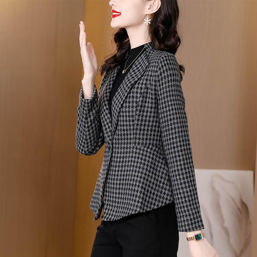 小香风千鸟格短外套，洋气西装领职业百搭上衣AHM-hmnz81360 商品图2