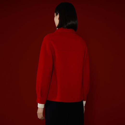 玳莎盘扣设计感双面呢大衣冬季新款复古红色100羊毛毛呢外套  CD39302 商品图1