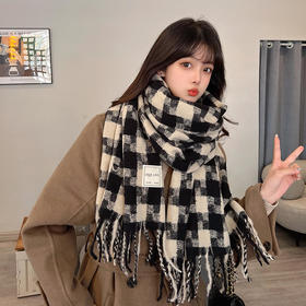 【ins韩版百搭流！】2022新款黑白大方格子加厚围巾，女秋冬季韩版ins百搭流秋冬季保暖披肩情侣款两用围脖