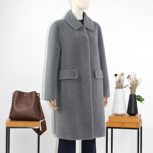 FOCALS福柯斯冬季新款直筒长款纯色羊毛泰迪熊大衣外套FRG8K759AB 商品图1