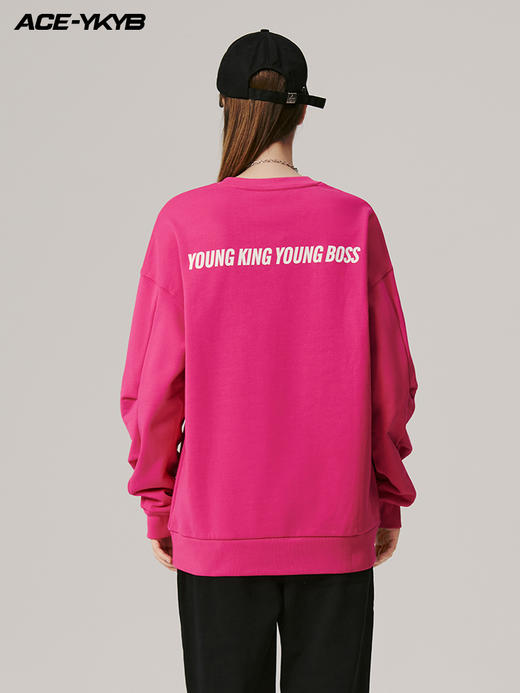 YKYB卫衣女男同款秋季圆领中长款印花上衣 商品图2