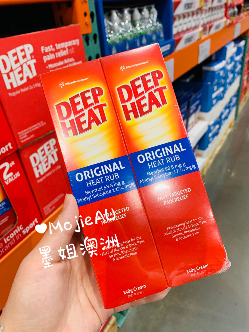 【两支装】Deep Heat深度热疗按摩膏关节肩周肌肉颈椎运动拉伤疼痛 140g*2支 墨姐澳洲代购