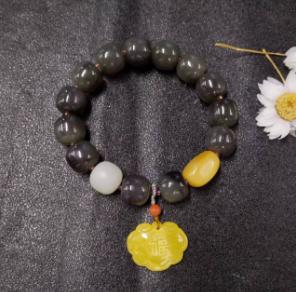 和田玉烟紫单圈-蜜蜡如意 商品图0