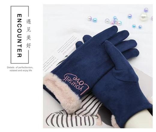 女士秋冬麂皮绒保暖触屏手套1126 商品图1