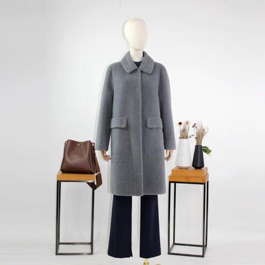 FOCALS福柯斯冬季新款直筒长款纯色羊毛泰迪熊大衣外套FRG8K759AB 商品图4