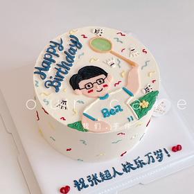 羽毛球男生手绘蛋糕-低糖处理无添加