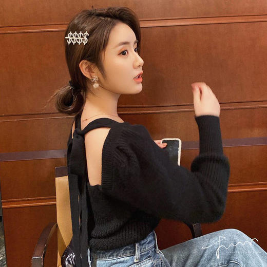 毛衣女针织打底衫2020秋冬新款韩版一字领修身粗毛线内搭上衣ins 商品图4
