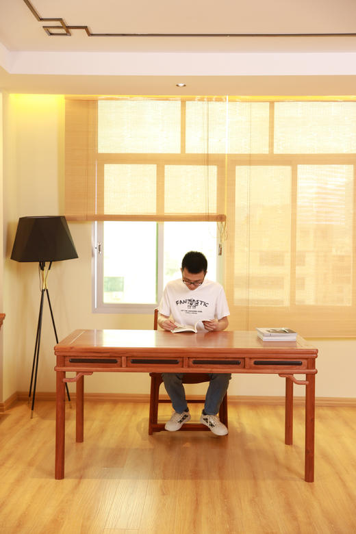 红桥红  家具严选  缅甸花梨（大果紫檀）【156 嵌紫光檀四屉圆包圆茶桌】 商品图6