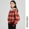 oldcolour2022冬季新款红色复古学院风格子短款小棉服毛绒外套女N44041506 商品缩略图1