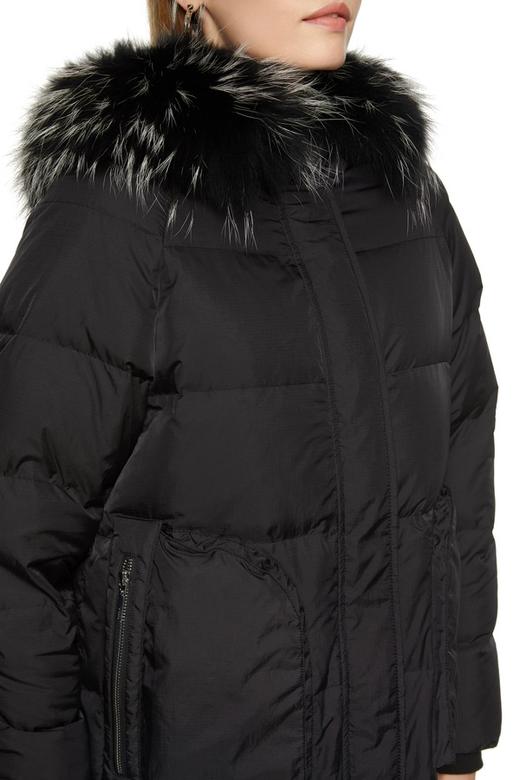 YBB 黑色毛领绗缝羽绒服 8096 商品图2