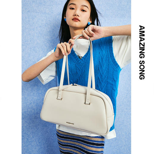 Amazing Song乙颂  枕头包 保龄球新款牛皮大容量单肩棒球包女 商品图4