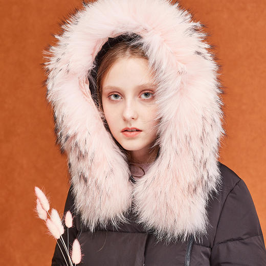 欧芮儿2018冬 羽绒服女中长款貉子毛领韩版连帽加厚外套 商品图1