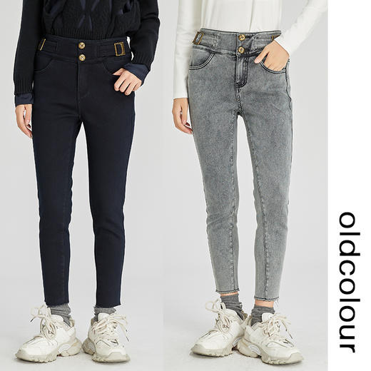 oldcolour2022年冬季新款通勤修身显瘦时尚气质直筒牛仔长裤女 商品图0