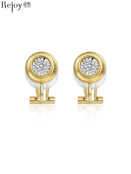 【天猫同款】悦甄 18k金钻石耳夹 圆漾K黄 商品图0