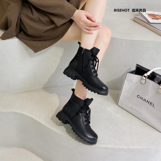 新品冬季厚绒牛皮百搭舒适矮靴968B25545 商品图4