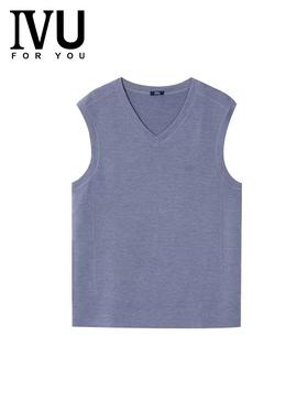 安莉芳旗下IVU男士V领无痕打底背心无袖可外穿暖衣上衣UD00122