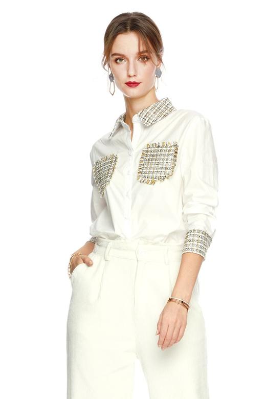 UE 格纹装饰白色衬衫 3867 商品图0