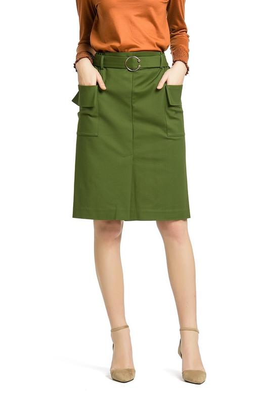 NOIR 草木绿高腰直筒裙 857 商品图0