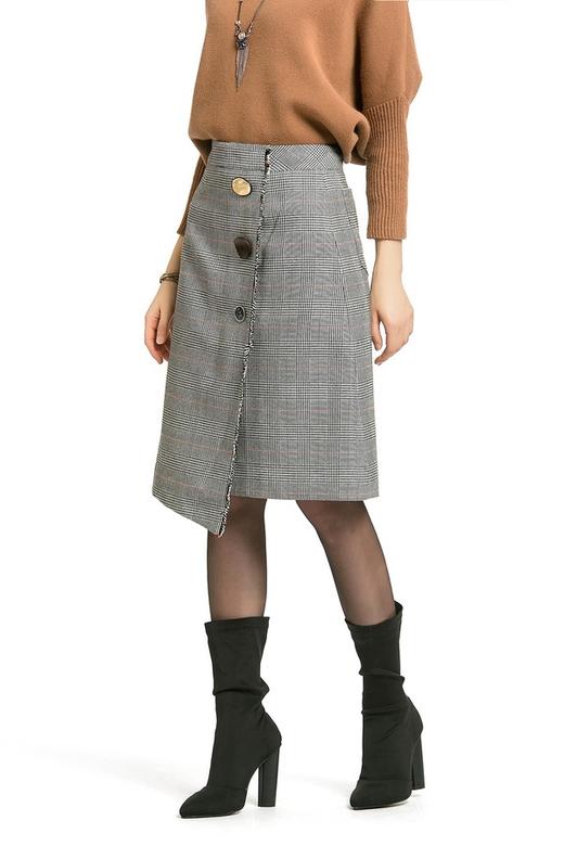 Eifini伊芙丽 金属扣装饰不规则半裙 374 商品图3