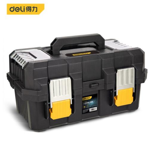 得力加强折叠工具箱三层(黄) 商品图0