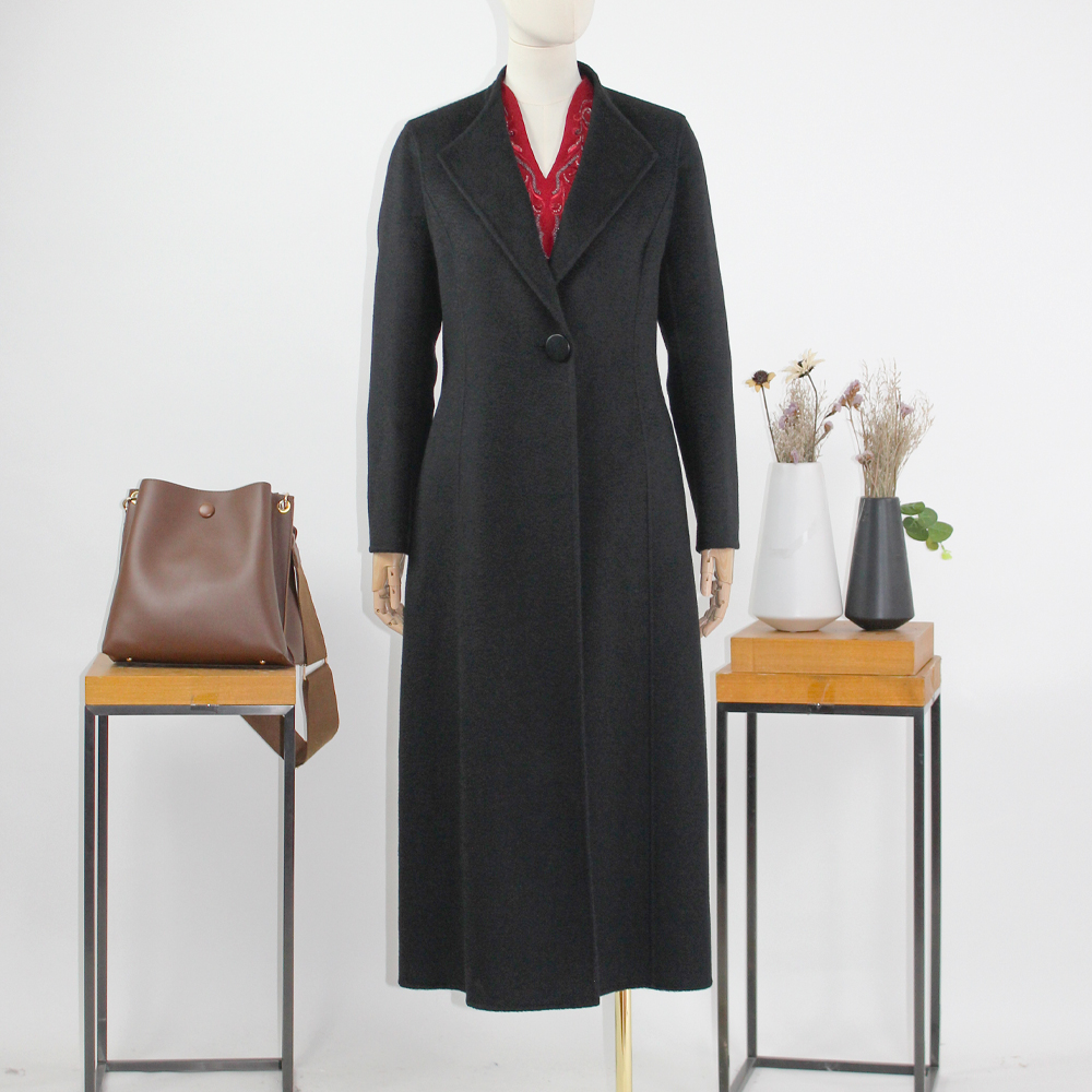 FOCALS福柯斯冬季新款修身长款纯色羊绒双面呢大衣外套FYJDK987N1