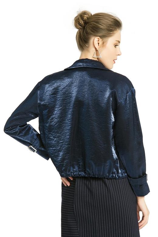 CENCH EDITION 藏蓝色缎绸面个性夹克 438 商品图4