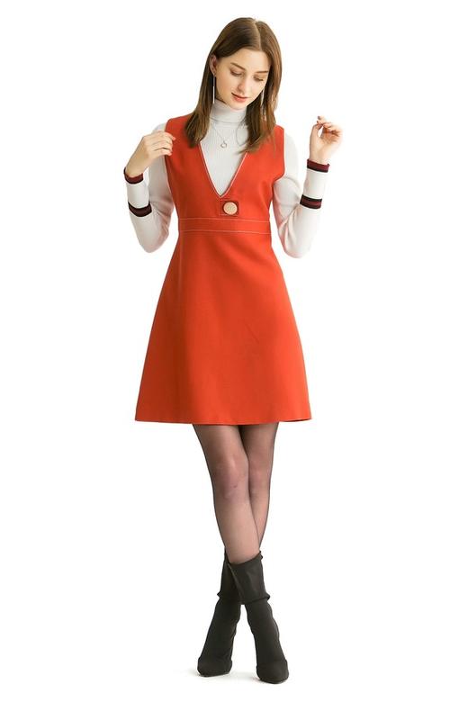 NOIR 气质红色呢料连衣裙 87 商品图0