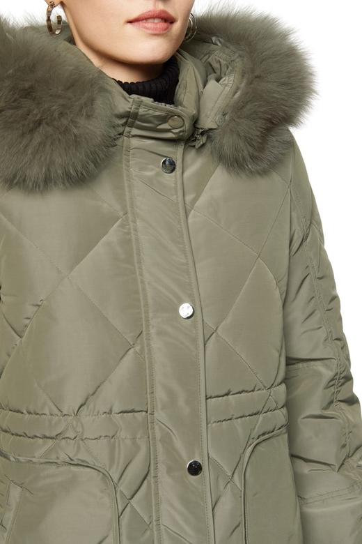 NECESSARY OBJECTS 灰绿色拉链装饰毛领羽绒服 8100 商品图2